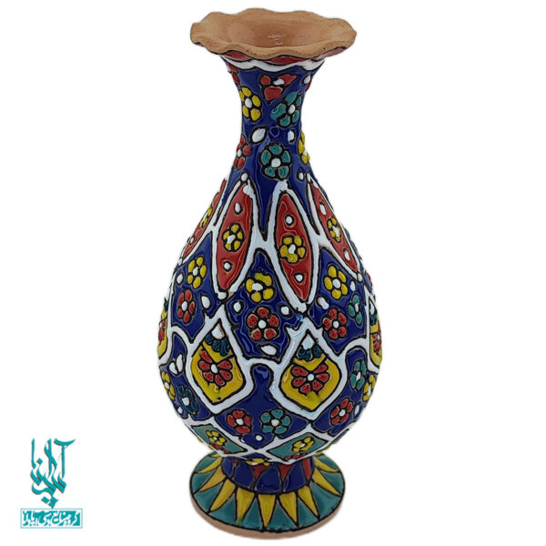 گلدان صراحی سفال میناکاری کد CLV-028