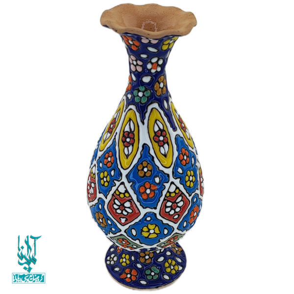 گلدان صراحی سفال میناکاری کد CLV-028