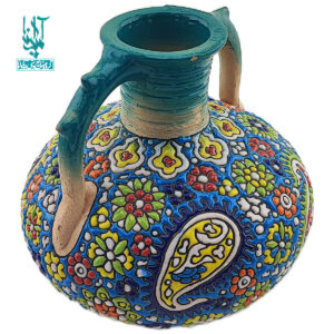 گلدان دو دسته سفال میناکاری کد CLV-043